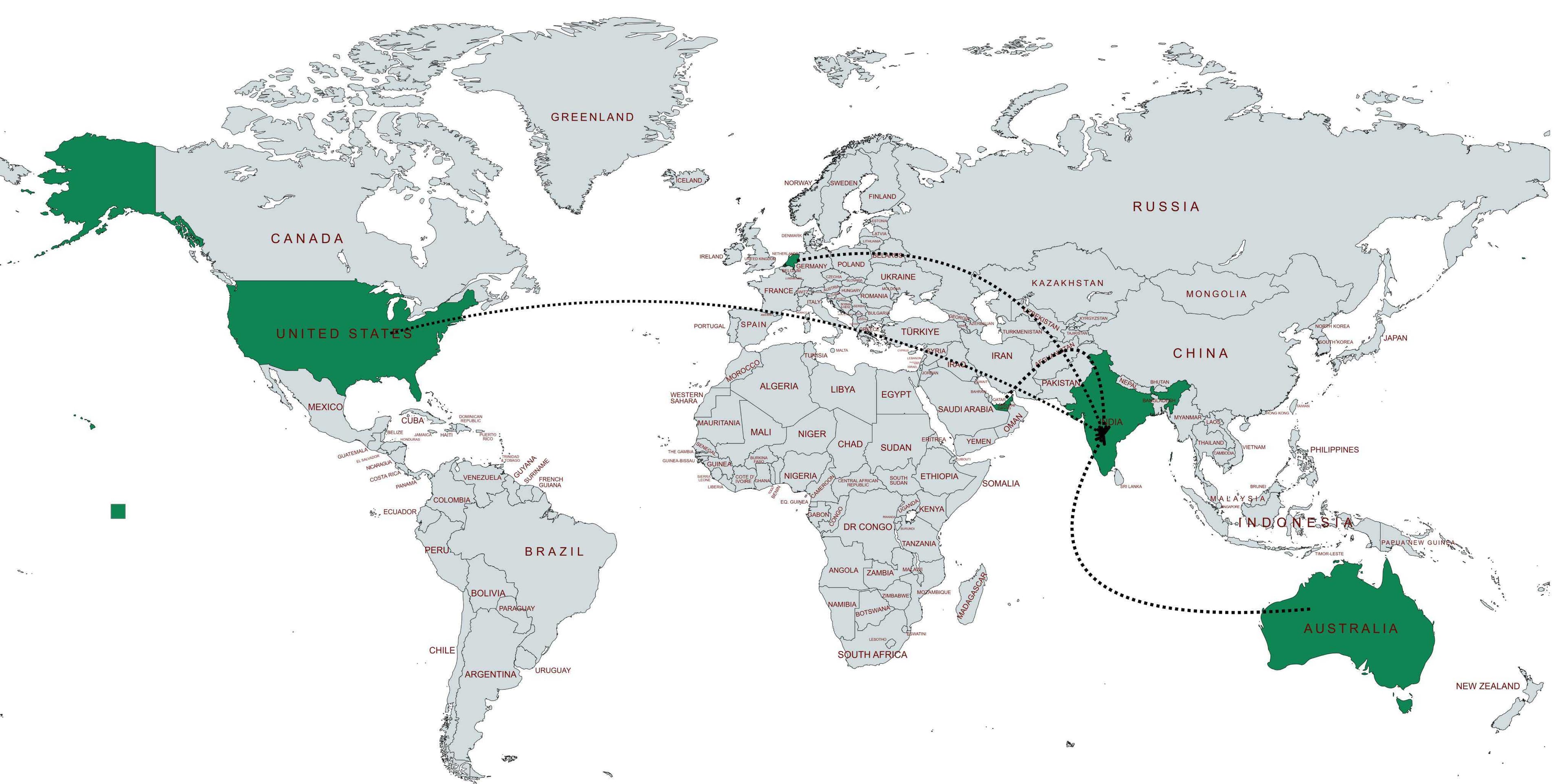 World Map of potato Export